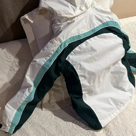 COLUMBIA SKI JACKET WOMEN'S MEDIUM W/ HOOD WHITE & GREEN - Picture 7 of 16